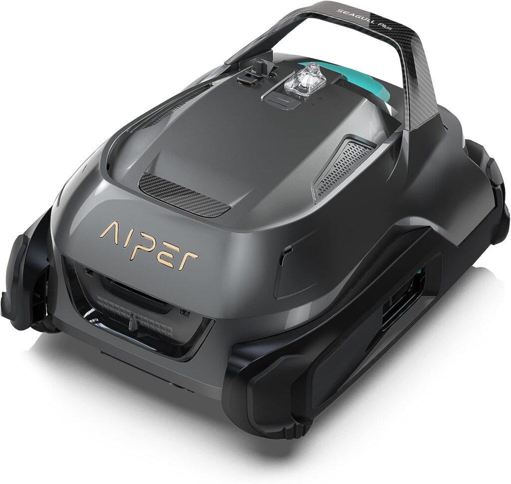 (2023 New) AIPER Seagull Plus Cordless Pool Vacuum, Robotic Pool Cleaner Lasts 110 Min, Ideal for Above Ground Pools up to 1300 Sq.ft, Runs up to 110 Mins，Dual Motors, LED Indicator, Self-Parking