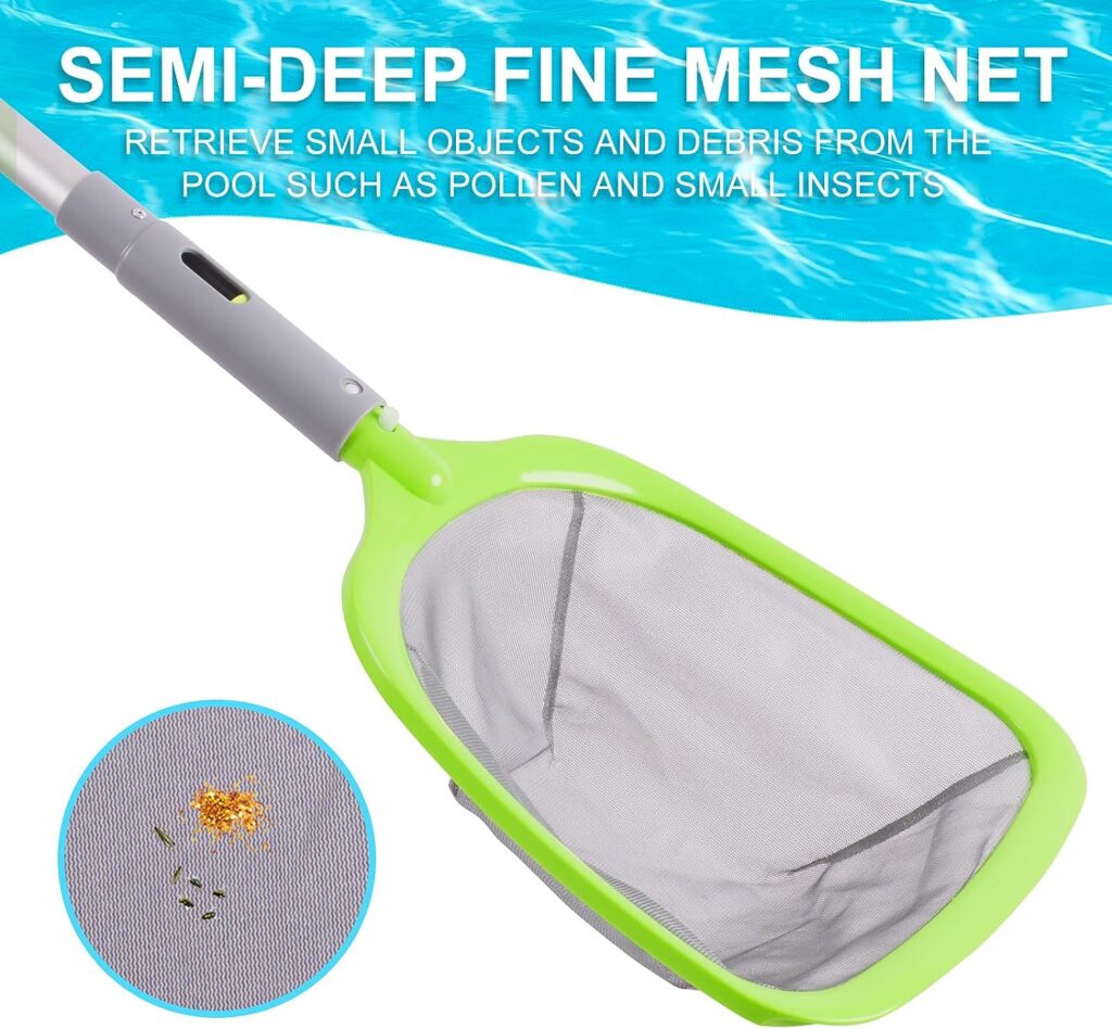 Deluxe Swimming Pool Cleaning Kit with Spa Jet Pool Vacuum Cleaner,Pool Brush, Semi-deep Skimmer Net  Adjustable 57.5-inch Pole,Ideal for Cleaning Above Ground Pools, Inflatable Pool