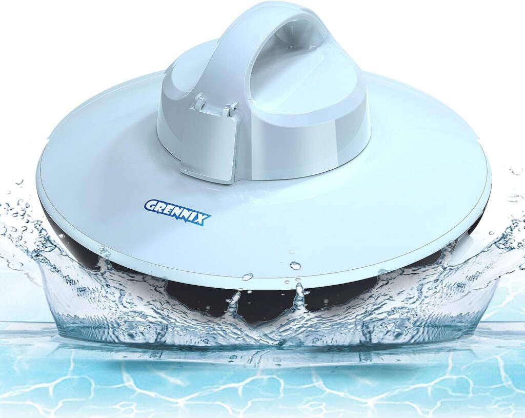 GRENNIX Robotic Pool Vacuum Cleaner - Autonomous Pool Vacuum for Above  In-Ground Pools - Strong Suction, Self-Docking Underwater Skimmer with Top Handle in Arctic Blue
