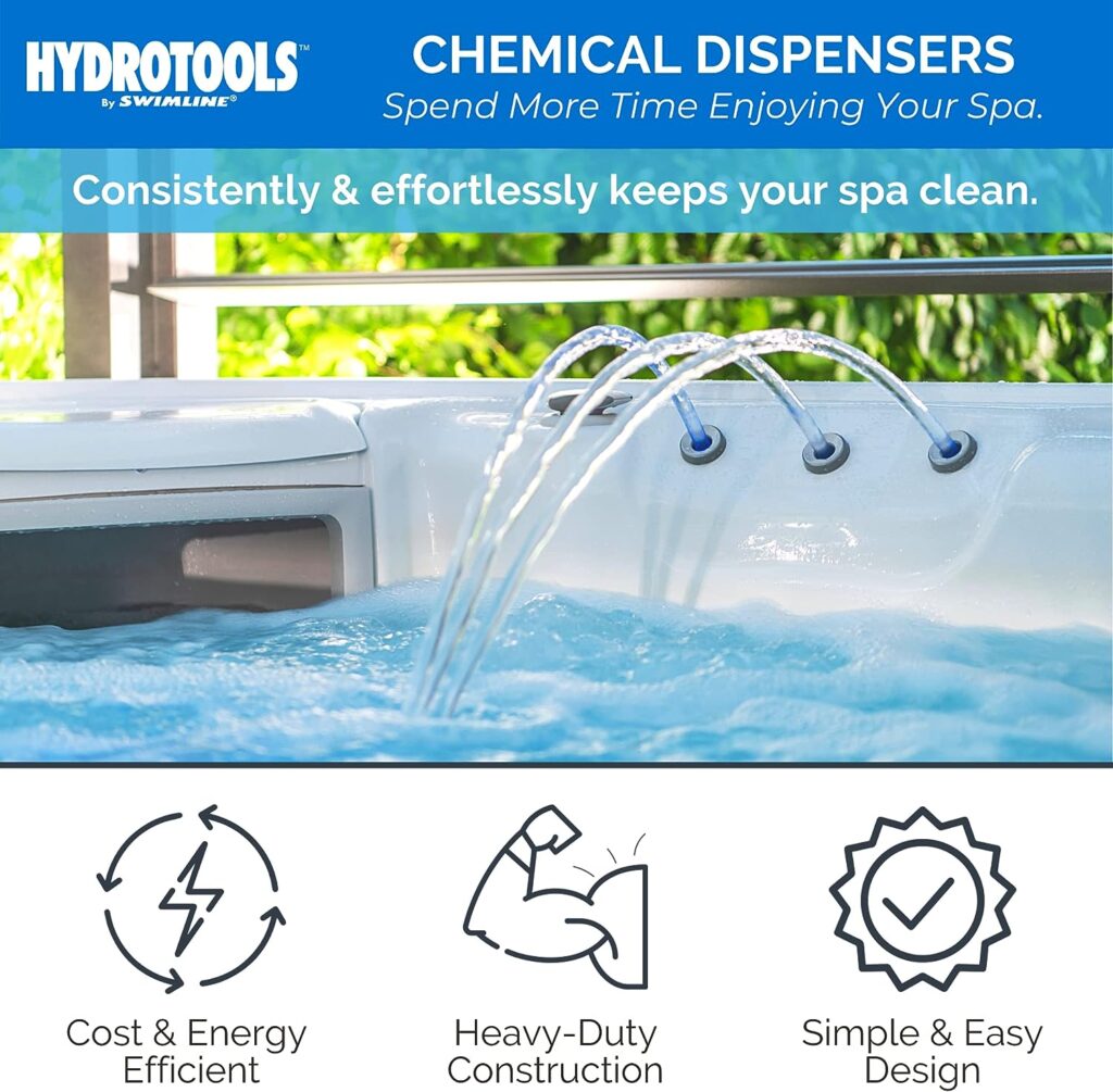HYDROTOOLS BY SWIMLINE 8715 Mini Chemical Dispenser For Spas and Personal Pools| Compatible With Bromine  Chlorine Supports 1’’ Tablets | Adjustable Control Ring For Customizable Flow Rate