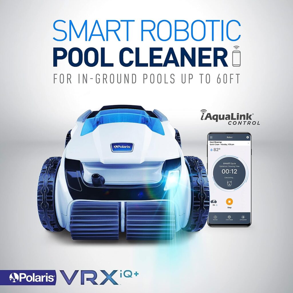Polaris VRX iQ+ Smart Robotic Pool Cleaner with iAquaLink Control, Extra Long 70 Cable w/Tangle reducing Swivel, Large Debris Canister and 7 Cleaning Modes