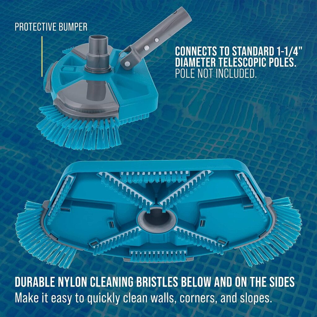 U.S. Pool Supply Deluxe Weighted Pool Vacuum Head with Side Brushes, Swivel Connection, EZ Clip Handle - for Above Ground  Inground Swimming Pools – Vinyl Liner Floor, Wall, Step, Corner Cleaner