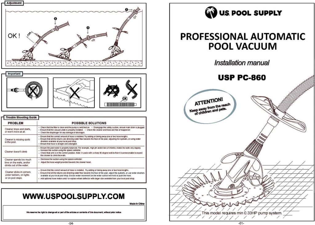 U.S. Pool Supply Professional Automatic Pool Vacuum Cleaner - Powerful Suction that Removes Swimming Pool Debris, Cleans Floors, Walls and Steps