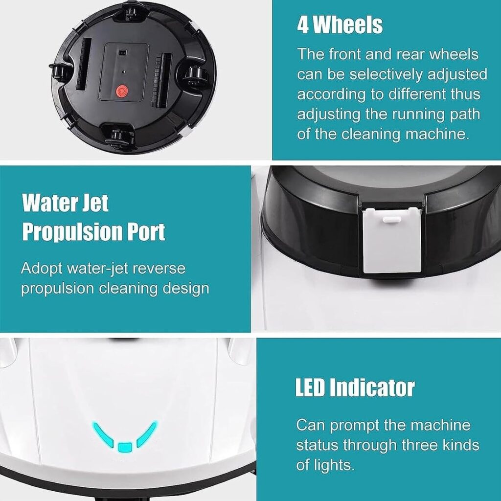 Cordless Robotic Pool Cleaner,Automatic Pool Vacuum with,Fully Automatic Pool Cleaner,Intelligent Pool Robot for Ground