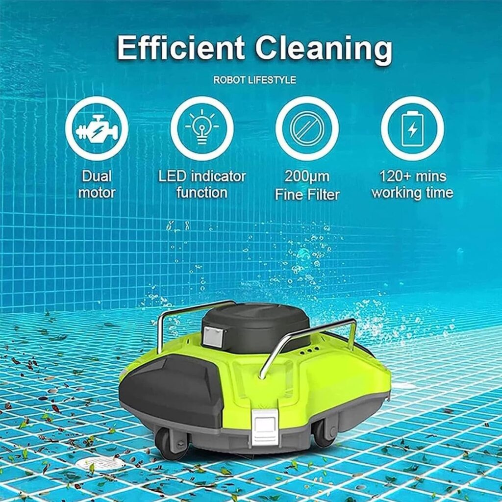 Intelligent Pool Vacuum Robot Swimming Pool Cleaner Floating Cable Robotic Automatic Washing Wall Floor Stair Ideal for Above Ground Pools