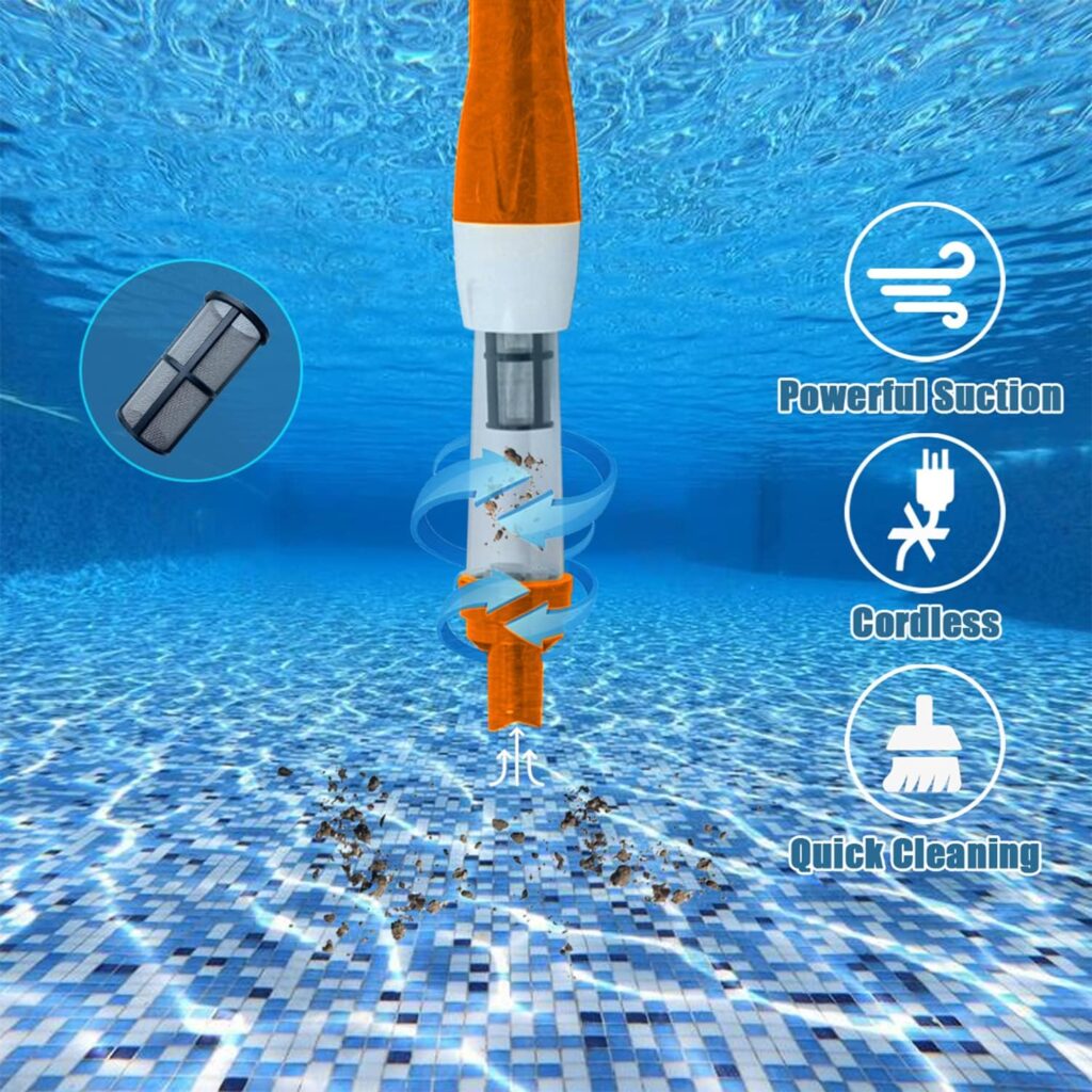 YSMJ Cordless Rechargeable Pool Vacuum, Handheld Pool Cleaner Ideal for Spas, Hot Tubs and Small Pools for Sand and Debris Orange
